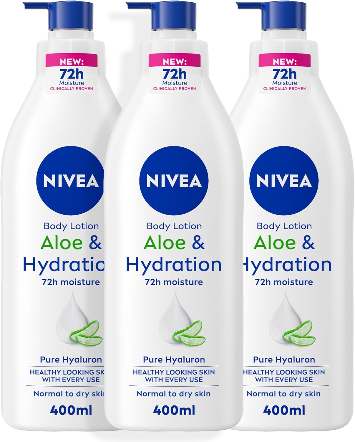 Nivea Aloe And Hydration Body Lotion For Normal To Dry Skin 3 Pack Of 400 ml